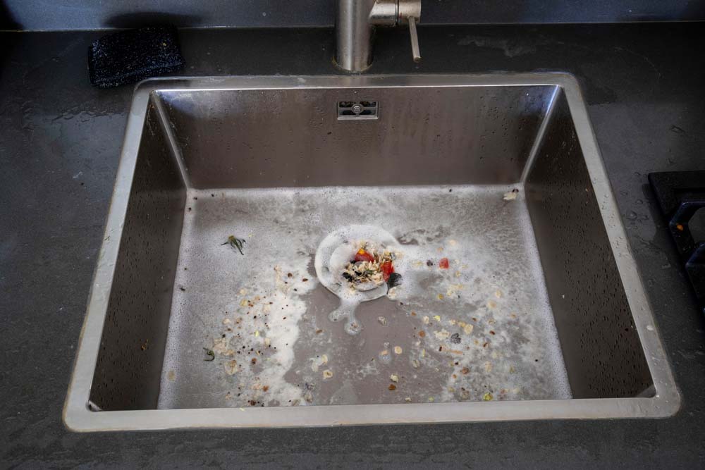 food waste on kitchen sink